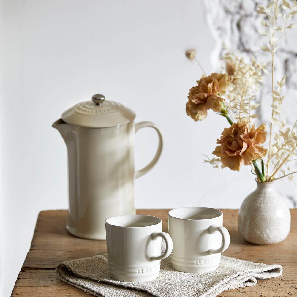 Le Creuset Meringue Stoneware Cafetiere with Metal Press 1L